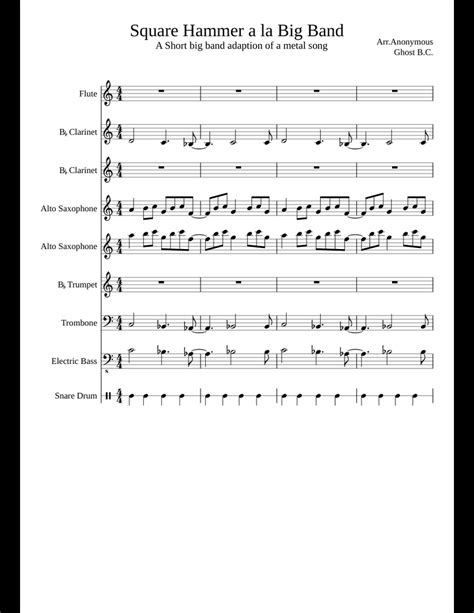 Square Hammer A la big band sheet music for Flute, Clarinet, Alto Saxophone, Trumpet download ...