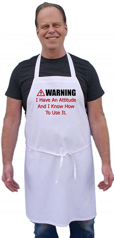 Funny Chef Apron I Have An Attitude, Cooking Aprons With Cute Sayings For The Kitchen