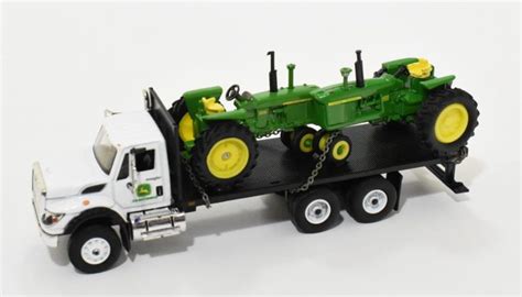 1/64 John Deere Custom Dealer Flatbed Truck With 3010 & 4020 Tractors ...