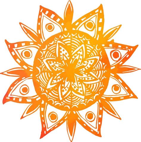 Orange Sun Mandala Design Sticker by keh7 | Sun mandala, Tribal sun ...