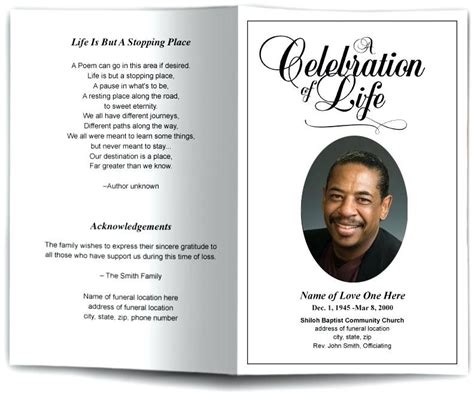 Funeral Flyer Templates Free Memorial Program Template Free Celebration Of Life Flyer ...