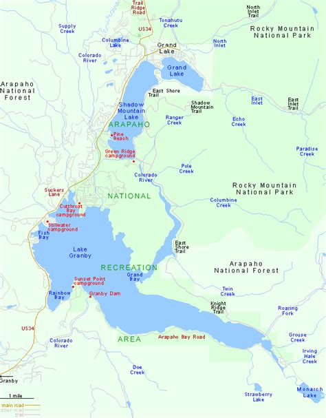 Map of Arapaho National Recreation Area, Colorado