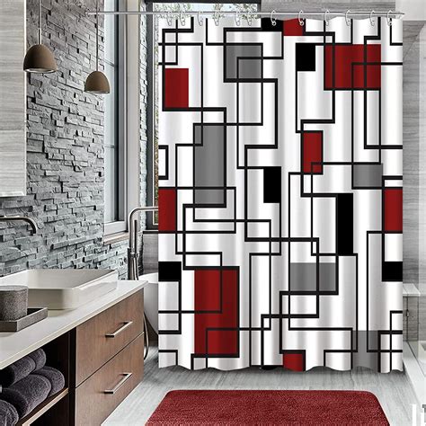 Red and Black Shower Curtain Grey and White Shower Curtains for ...