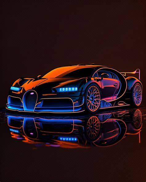 Bugatti Neon Style Digital Download Sports Car Wall Art Home Decor 2 V ...