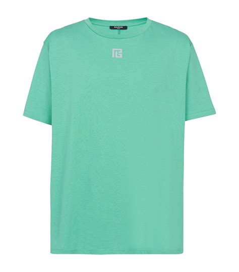 Mens Balmain green Reflective Logo T-Shirt | Harrods UK