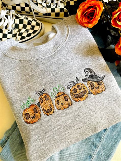 Spooky Pumpkin Patch Halloween Embroidered Crewneck Halloween ...