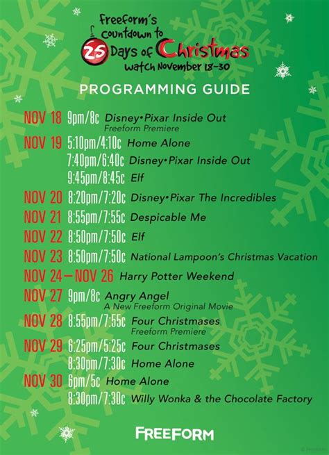 Freeform Releases Countdown to '25 Days of Christmas' Show Schedule