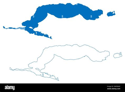 Lake Peten Itza (Republic of Guatemala, central america) map vector illustration, scribble ...