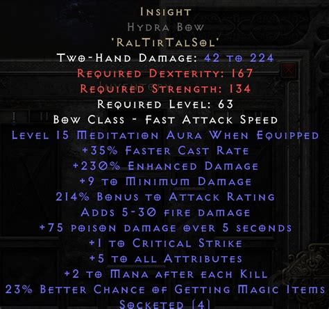 Insight Hydra Bow - 12-16 Med - Diablo 2 Resurrected - Buy D2R Items