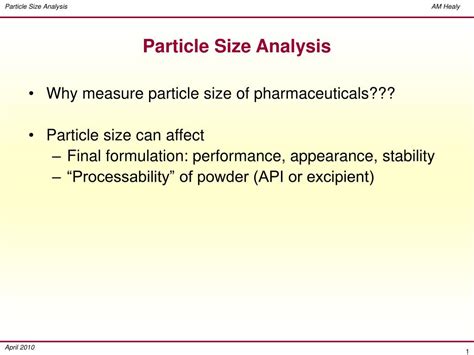 PPT - Particle Size Analysis PowerPoint Presentation - ID:167060