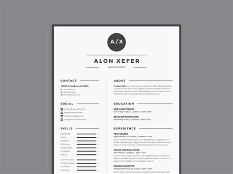 Free Modern Elegant Resume Template in Multiple Format (PSD, AI, DOC, EPS)