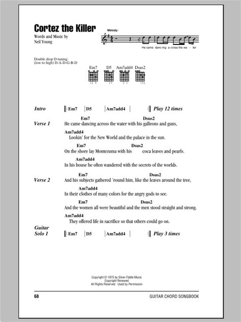 Cortez The Killer by Neil Young - Guitar Chords/Lyrics - Guitar Instructor