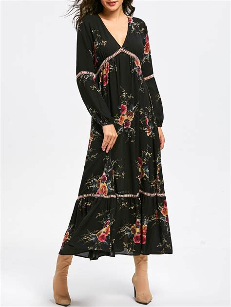 [64% OFF] Empire Waist Floral Print Maxi Dress | Rosegal