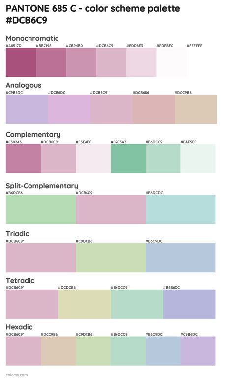 PANTONE 685 C color palettes and color scheme combinations - colorxs.com