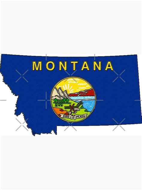 "Montana Map With Montana State Flag" Poster for Sale by Havocgirl ...