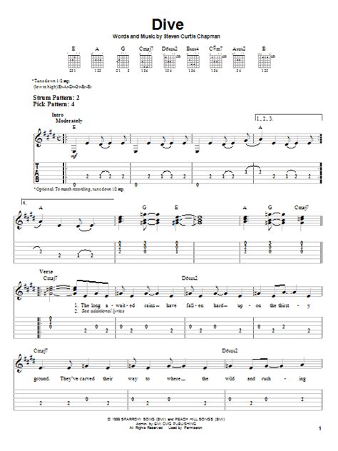 Dive by Steven Curtis Chapman - Easy Guitar Tab - Guitar Instructor