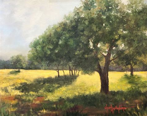 Tree Landscape in Oklahoma, Original Landscape Oil Painting On Canvas ...