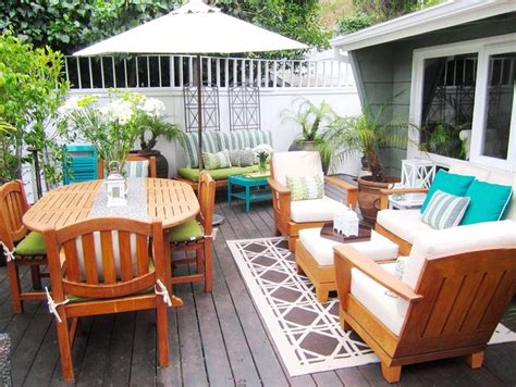 Wood Deck Furniture Ideas | Patio furniture layout, Patio design, Small outdoor patios