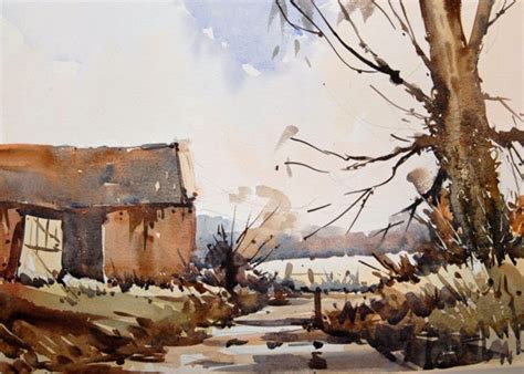 Edward Wesson (1910-1983) British Watercolor | Watercolor barns, Watercolor landscape paintings ...