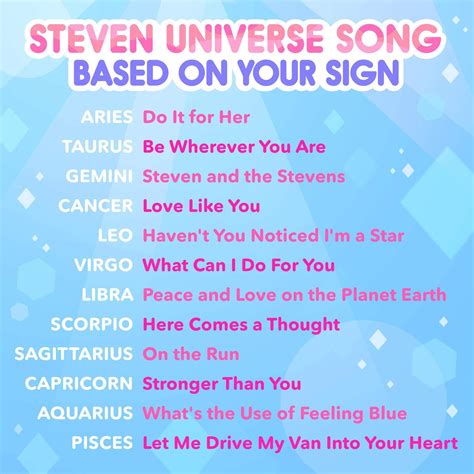 The signs as Steven Universe songs : r/stevenuniverse