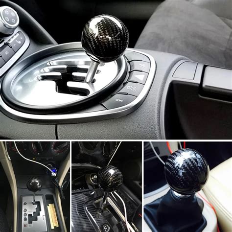 Car Gear Shift Knob Shifter Lever Round Ball Shape Black Carbon Fiber For Tesla Model 3 Bmw Ford ...