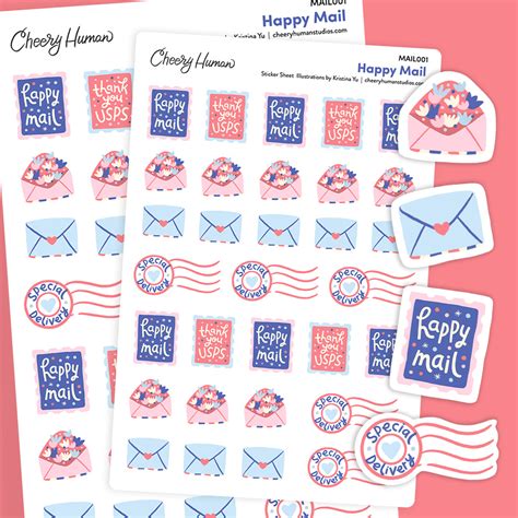 Happy Mail Stickers | Single Sticker Sheet or Pack of 5 – Cheery Human Studios