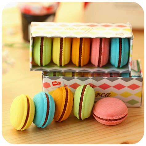 Buy Macaron Color Erasers Set Cute Cake Rubber Eraser Kids Funny ...