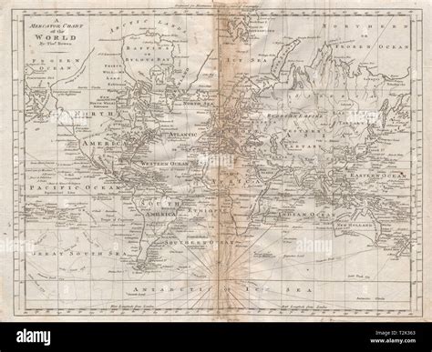 "A Mercator chart of the World by Thomas Bowen" 1779 old antique map Stock Photo - Alamy