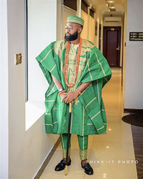 Green Asooke Agbada looks for Yoruba grooms~ Nigerian wedding fashion | Nigerian men fashion ...