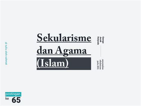 Sekularisme dan Agama (Islam) - muhzulzidan blog