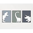 Amazon.com: Handmade Minimalist Dinosaur Canvas Wall Art 3 Piece 12x16in, Abstract T-Rex Boys ...
