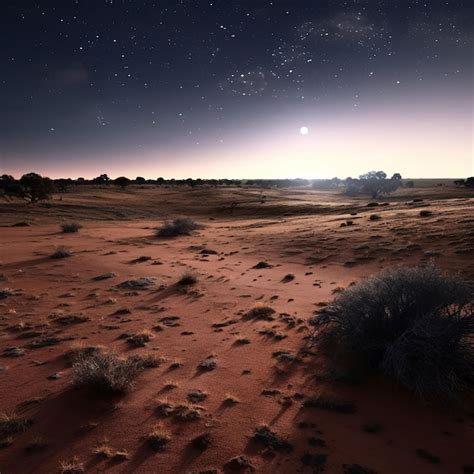 Premium AI Image | A desert with a full moon in the sky