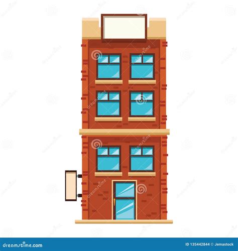 Apartments Building Cartoon Stock Vector - Illustration of building, facade: 135442844