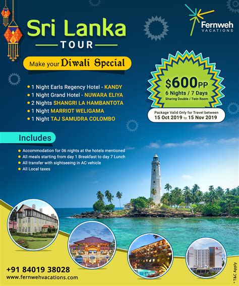 Diwali Special offer!! Sri Lanka Tour package from Fernweh Vacations... Rate: $600 Per Person 6 ...