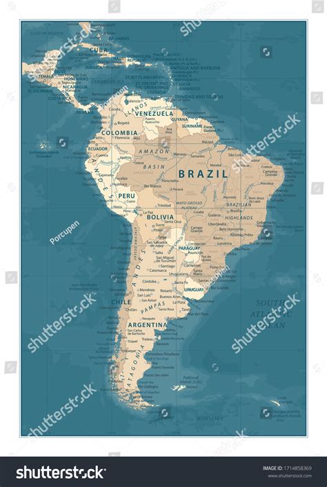 South America Map Vintage Detailed Vector Stock Vector (Royalty Free ...