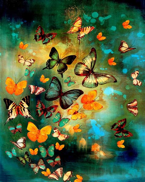 TISHIRON 16x20 inch Canvas Wall Art, Paint by Numbers Kit, Colored Butterflies Oil Painting for ...