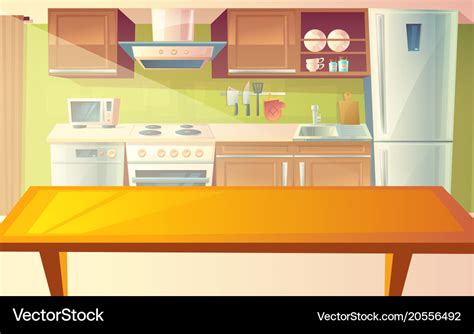 Cartoon of kitchen interior Royalty Free Vector Image