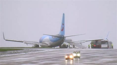 TUI plane 'skids off' Leeds Bradford airport runway in Storm Babet weather chaos - Mirror Online