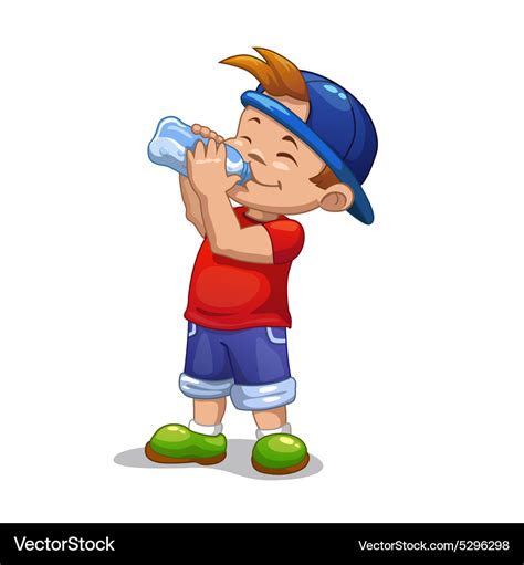 Little boy drinks water Royalty Free Vector Image