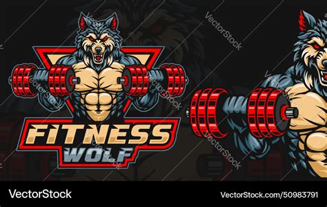 Wolf fitness or gym design wolf lifting Royalty Free Vector