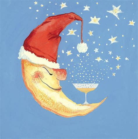 Bubbly Christmas Moon Painting by David Cooke