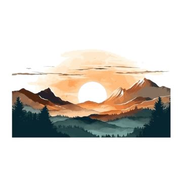 View Of The Sunrise From Behind The Mountains, Sunrise, Mountain, Art PNG Transparent Image and ...