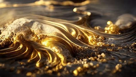 Premium Photo | Abstract glistening golden solid liquid waves like liquid gold. 3D render ...