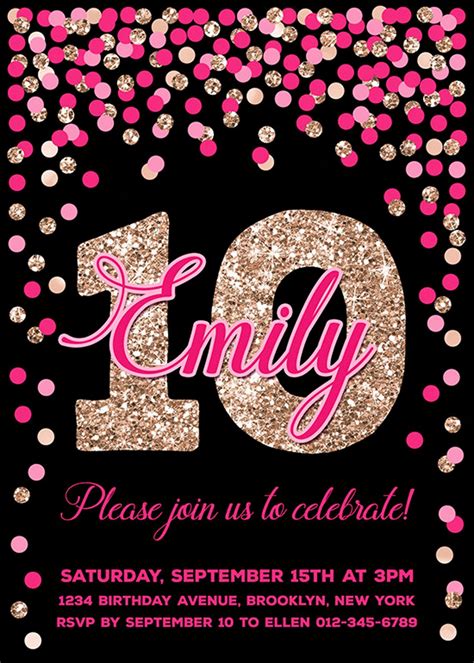 10th Birthday Invitations for Girl Birthday Invites Printable - Etsy