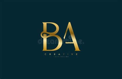 Simple Letter BA Monogram Stylish Type Gold Design Logo Stock Illustration - Illustration of ...