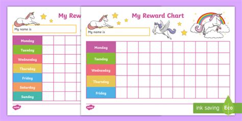 Template Free Printable Unicorn Reward Chart - Printable Templates