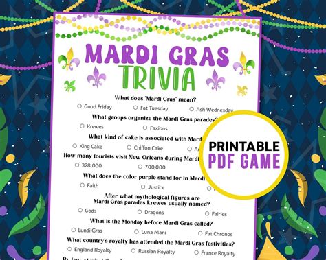 Mardi gras trivia carnival party games new orleans fat tuesday ...