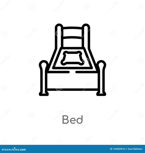 Outline Bed Vector Icon. Isolated Black Simple Line Element Illustration from Furniture Concept ...