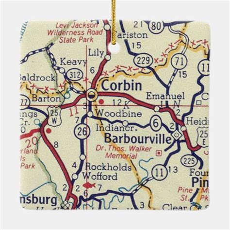 Corbin KY Vintage Map Ceramic Ornament | Zazzle.com