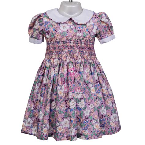 Floral Fabric Hand Smocked Baby Girl Dress / Frock - Elma and Melizza